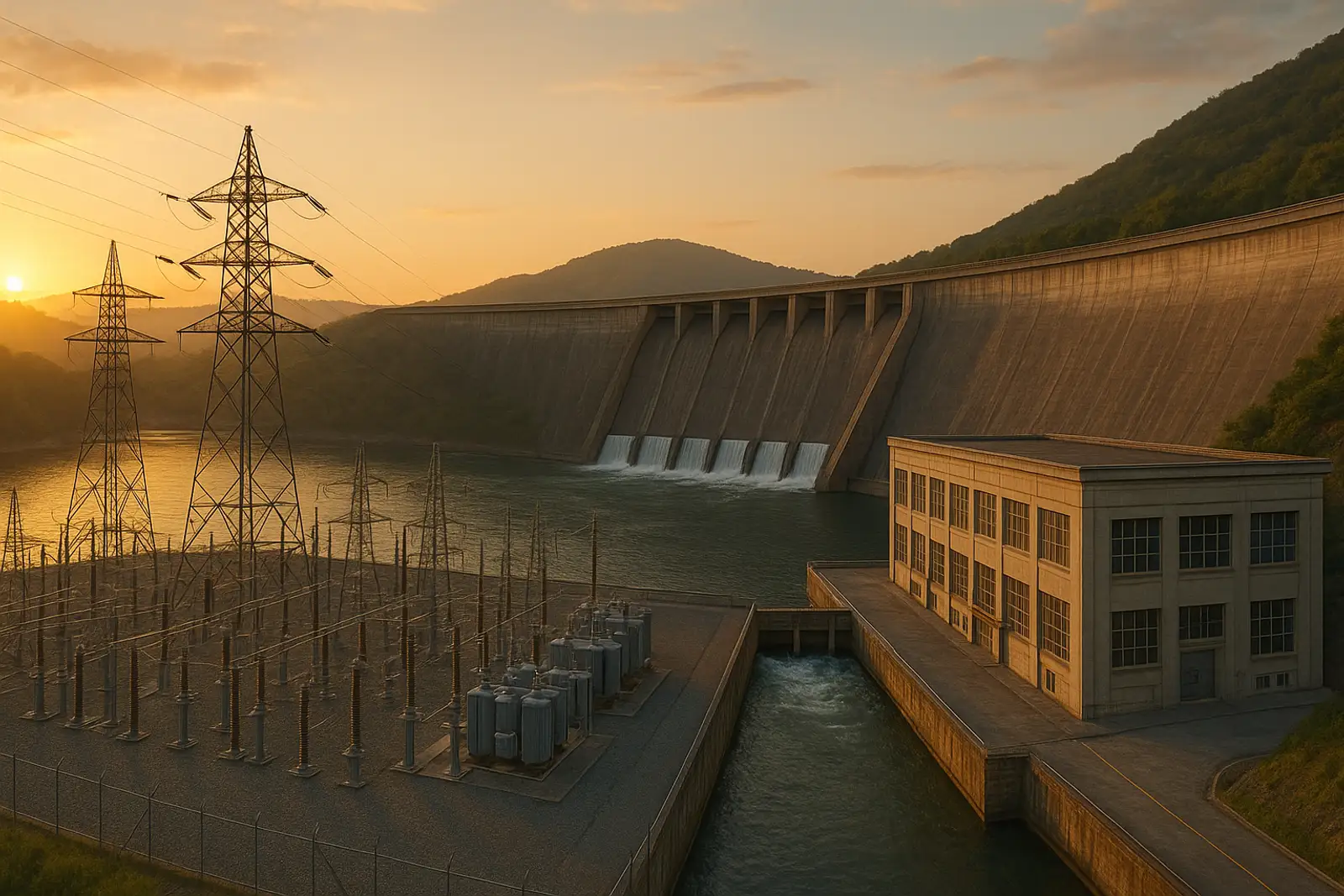 Yüksek gerilim nedir sorusuna örnek olarak izolatörler üzerinde taşınan yüksek gerilimli havai hat iletkenleri